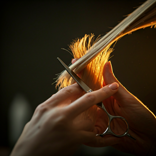 Präziser Haarschnitt an blondem Haar